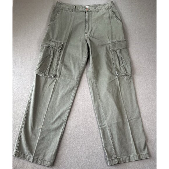 VINTAGE Bugle Boy Pants Men’s 36 Green Baggy Cargo Skater Grunge Y2K Relaxed 90s - Picture 1 of 16